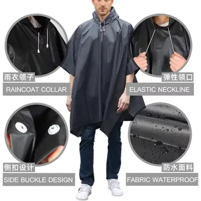 Raincoat cape, disposable, multi-purpose, full-body, 3-in-1, outdoor