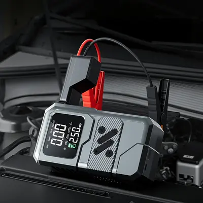 Car Jump Starter Power Bank with Tire Inflator Combo - Portable Vehicle Battery Emergency Booster Pack and Air Pump