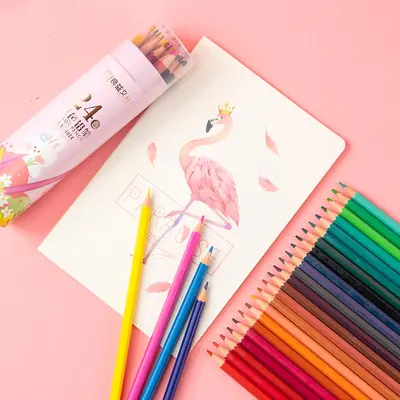 Çocuk renkli yağlı pastel seti, kova ambalaj ve kalem