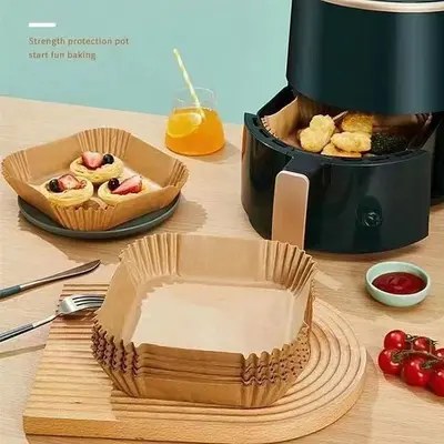 Hava fritözü için özel kağıt, pişirme kağıdı, yağ geçirmez kağıt, silikon yağlı kağıt, 125 adet. - 4