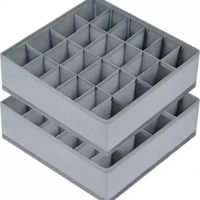 Home Compartment Nonwoven Grid Socks Underwear Storage Box Collapsible Drawer Fabric Storage Container