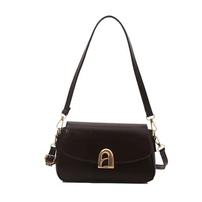 Textured Small Square Women's Bag with Locking Shoulder Strap - 9