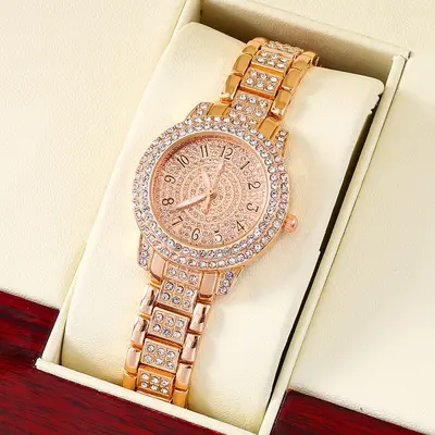 Women's Best-Selling Starry Sky Rhinestone Watch Roman Round Lucky Basin Full Diamond Bracelet Set Quartz Watch - 10