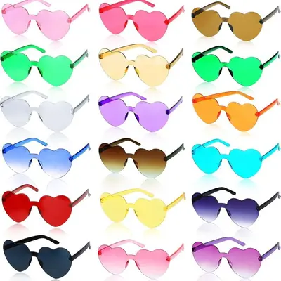 2026 Love SUNGLASSES çerçevesiz kalp şeklinde tek parça güneş gözlüğü renkli şeftali kalp tek parça güneş gözlüğü