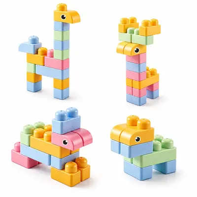Soft Rubber Building Blocks for Children with Storage Bucket - 6