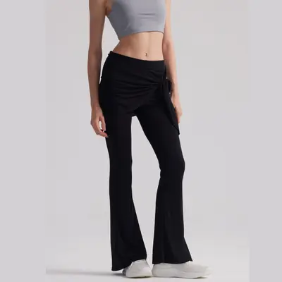 Neues Yoga-Schlaghose-Damen-Langhose mit Nackt-Gefühl, Drape-Fall, abnehmbarem Rockteil gegen Verlegenheit, Fitnesshose zum Außentragen, blickdicht gegen Peinlichkeit - 9