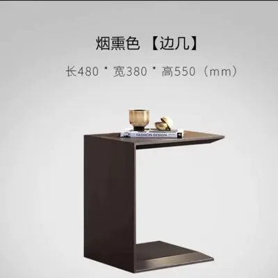 Italian Minimalist Solid Wood Side Table, Black - 8