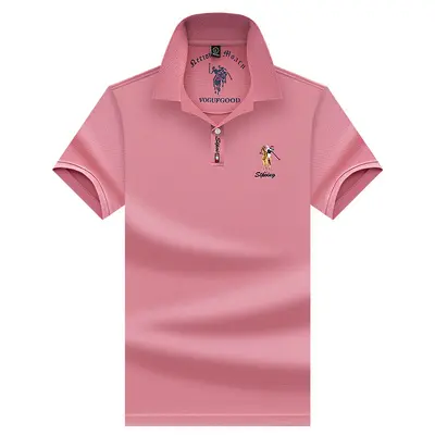 Men's Short Sleeve Pure Cotton Solid Color Polo Shirt - 9
