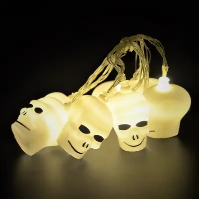 Halloween LED String Lights with Pumpkin and Ghost Decorations, Battery-Powered - 9