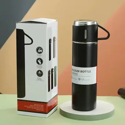Thermobecher-Set aus 304 Edelstahl mit drei Deckeln, doppelwandig - 12