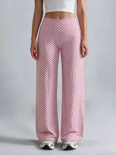 Women's Leopard Print Wide-Leg Sports Pants, Brushed Fabric - 13
