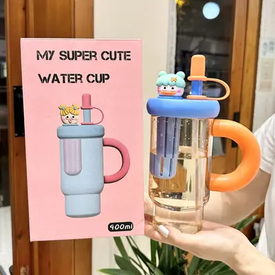 Соломенная чашка Ice Bar Cup Чайник Летняя большая вместимость Женская водяная чашка Термостойкая пластиковая чашка с высоким эстетическим видом Чашка с трубочкой