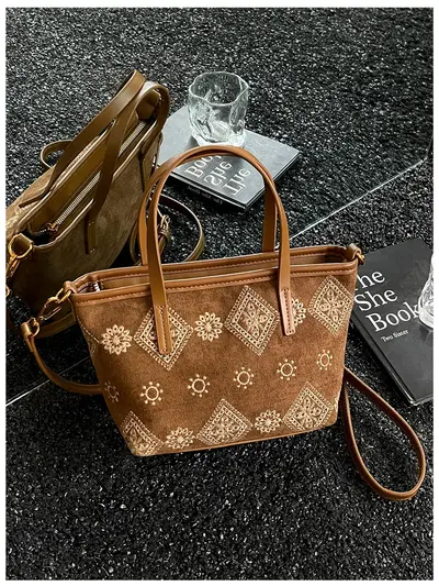 Bohem Etnik Nakışlı Tote Çanta, Sonbahar-Kış Retro Model - 3