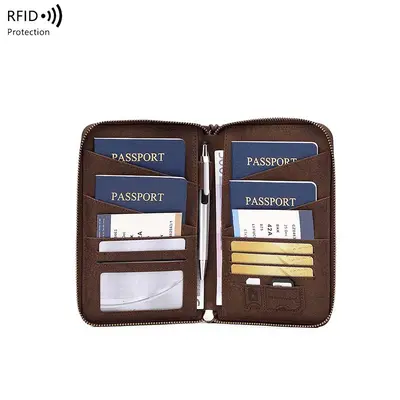 Retro tarzı pasaport çantası, çok bölmeli kart tutucu - 12