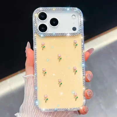 花朵闪钻新款适用苹果17promax手机壳iphone16防摔奢华闪粉保护套 - 12