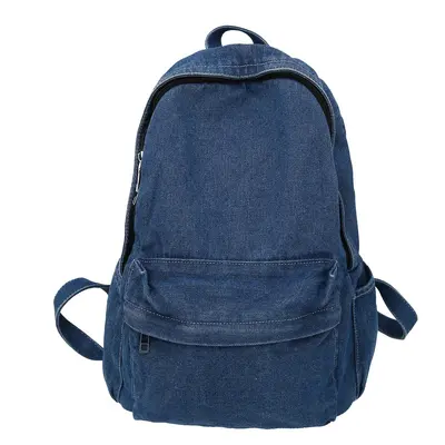 Women's Denim Backpack in Hong Kong Style, Large Capacity, Lightweight - 9