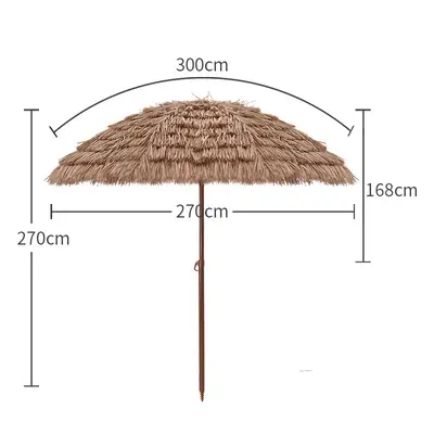 Outdoor Thatched Sun Umbrella, Simulated Straw Beach Parasol for Courtyard and Garden - 11