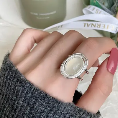 925 gümüş yüzük, kadın, minimalist, Instagram tarzı, taş detay - 9