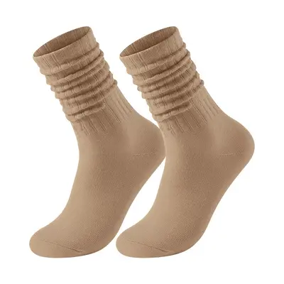 Unisex Thick-Knit Cotton Mid-Length Socks, Solid Color, 2 Pairs - 10