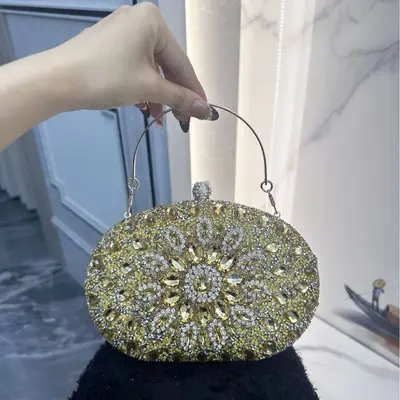 Sonnenblumen-Abendtasche, Strass-Damen-Clutch für Feiern