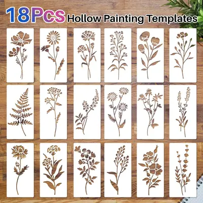 Washable PET Graffiti Stencil for Flower and Plant Painting - 9