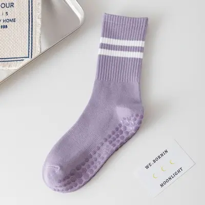 Five-Toe Non-Slip Pilates and Yoga Socks, Mid-Calf, Solid Color - 12
