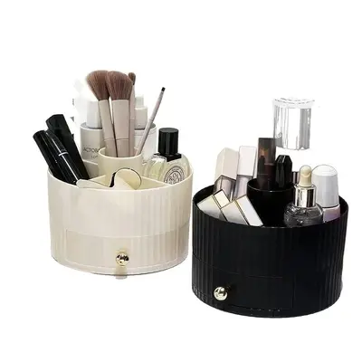 Rotating cosmetics storage box, desktop makeup organizer with drawer - 6