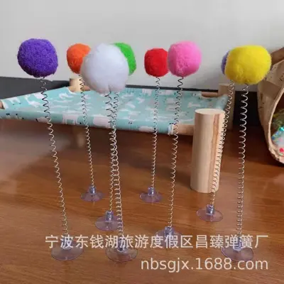 Cat Self-Play Toy with Silent Suction Cup Spring and Plush Ball - 3