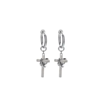 Stainless Steel Cross Earrings, Unisex Ear Clips