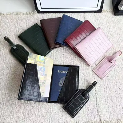 Cross-border PU leather lightweight portable passport holder travel ticket holder multifunctional passport bag luggage tag in stock - 4