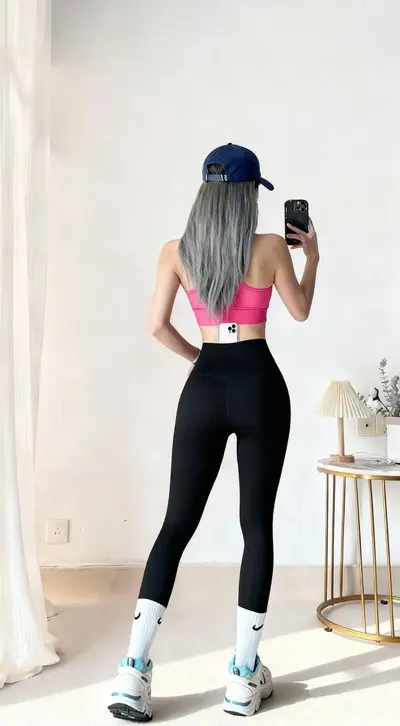 Yogahose ohne Scheuernaht, hohe Taille, mit Taschen, Po-Lifting, Damen Herbstmodell - 7
