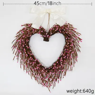 Pearlescent Valentine's Day Heart Wreath for Front Door Decoration - 8
