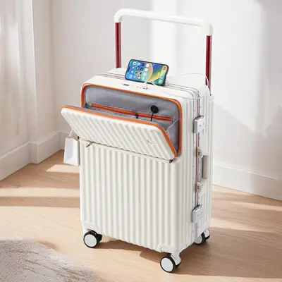 Women's Suitcase, Aluminum Frame, 20 Inch Combination Lock, Braked Wheels - 2