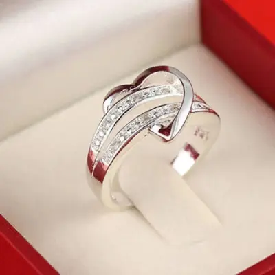 Cao Shi neue Europa- und Amerika-Mode Damen RINGE personalisierter doppelschichtiger herzförmiger Ring, eleganter und prächtiger Damenring