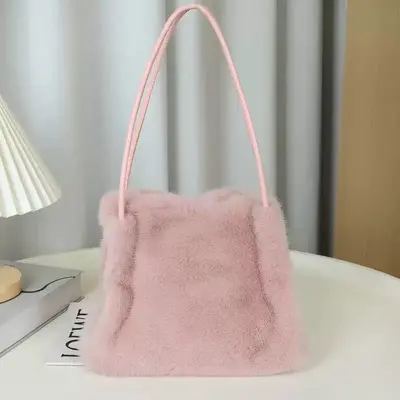 Women's Plush Tote Bag, Autumn-Winter Style, Large Capacity Single Shoulder - 12