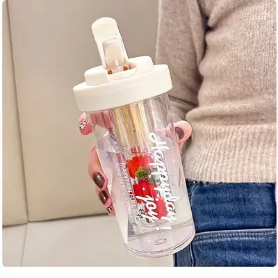 Plastic Straw Water Cup, Heat-Resistant, Tea-Water Separation - 9