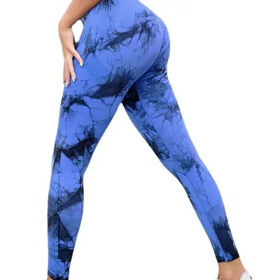 Nahtlose Batik-Yogahose, hohe Taille, schnelltrocknend - 9