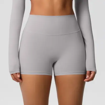 Solid Color Double-Sided Brushed High-Waist Butt-Lifting Women's Yoga Shorts, Running and - 13
