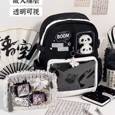 Japanese-Style Itabag Transparent School Backpack, Large Capacity - 7