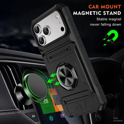 2-in-1 Card Holder Phone Case with Stand for iPhone 17 16 15 14 13 12