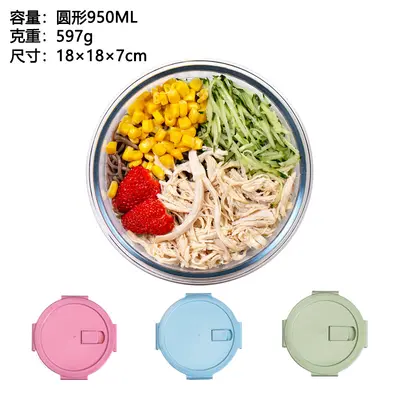 Glass food container with microwave heating, special lid bowl, office worker lunch box, insulated food container, compartmentalized food container set - 12