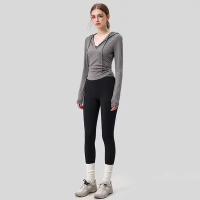Yoga Takımı Kapşonlu, Uzun Kollu, Pilates Antrenmanı - 8