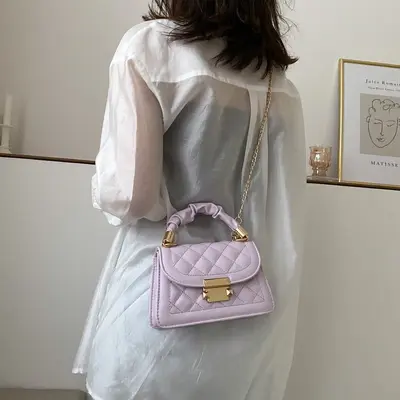 Women's Chain Crossbody Bag, Small Square Design, Korean Style - 3