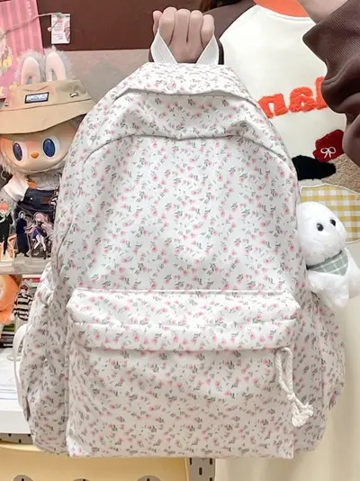 Japanisch inspirierter Rucksack mit Blumenmuster für Mädchen, Schultasche - 3
