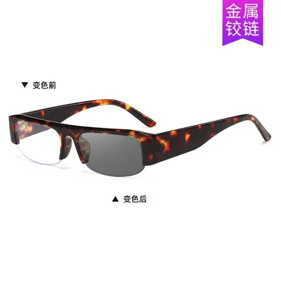 Damen-Sonnenbrille, quadratischer Rahmen, Halbrand, Klarglas im Modestil