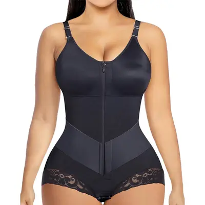 Cross-border New Arrival European and American Plus Size Shapewear Bodysuit, Butt Lifting and Tummy Control Slimming Bodysuit, Amazon Wholesale Zipper Shapewear