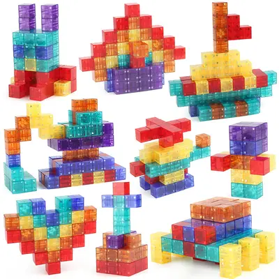 Manyetik 2 cm kare blok yapı seti, DIY küp, eğitici birleştirme oyuncağı - 5
