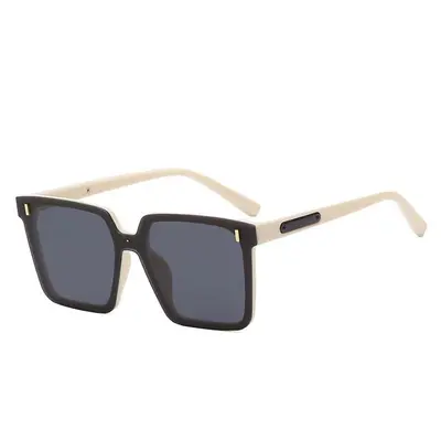 Oversized Square Sunglasses with Metal Hinges, Unisex - 4