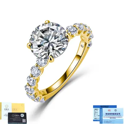 S925 Silberring mit Moissanit, Vierkrallenfassung, 1 Karat