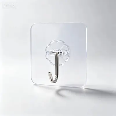 Transparent Stainless Steel Adhesive Hooks, Drill-Free, Strong Adhesive, Behind-Door Kitch - 11